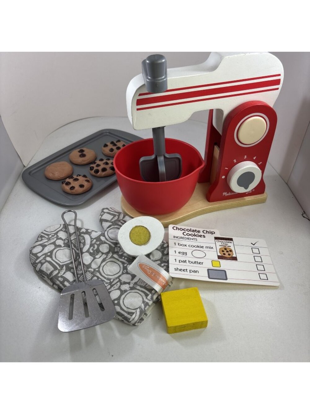 Melissa & Doug Make Cookies Wooden Mixer Set Butter Bowl Egg AS SHOWN